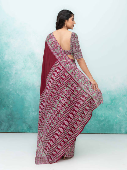 Maroon Turkey Silk Saree