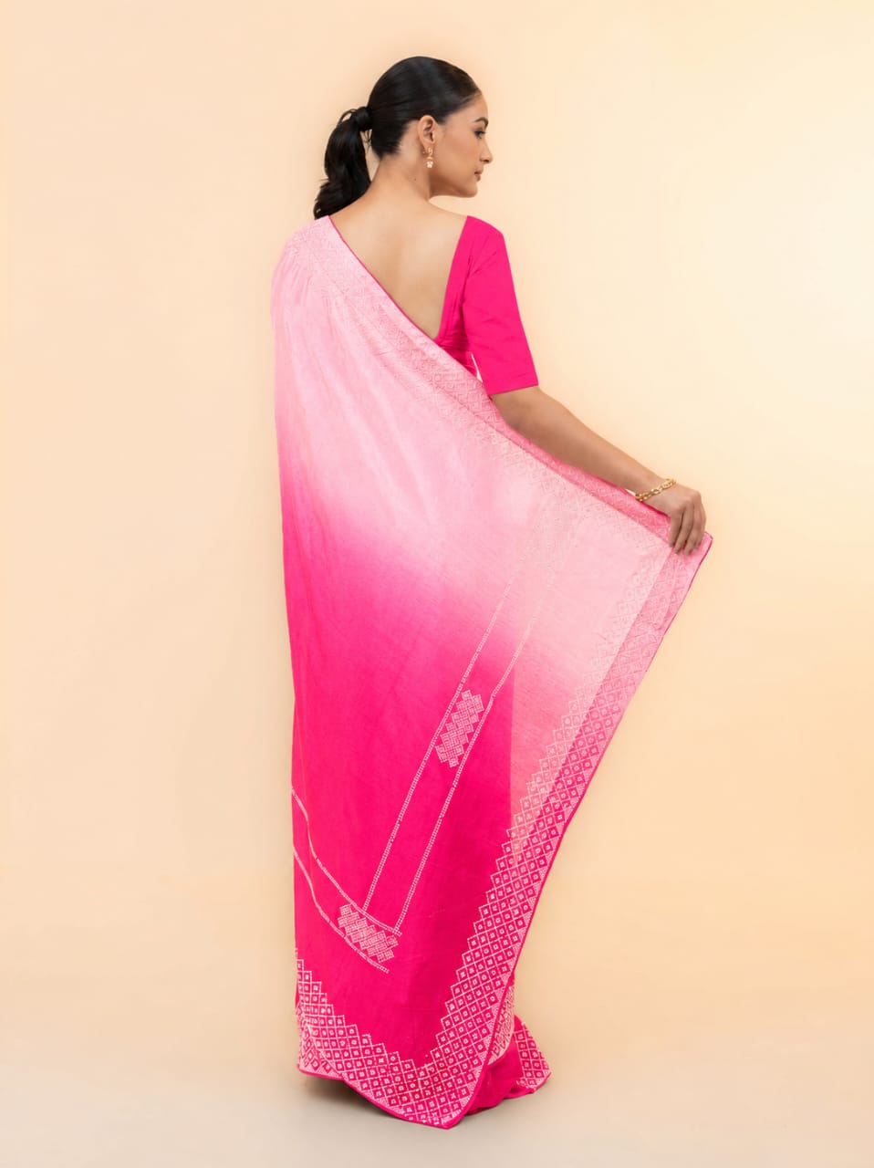 Pink &amp; Rani Pink Soft Silk Saree