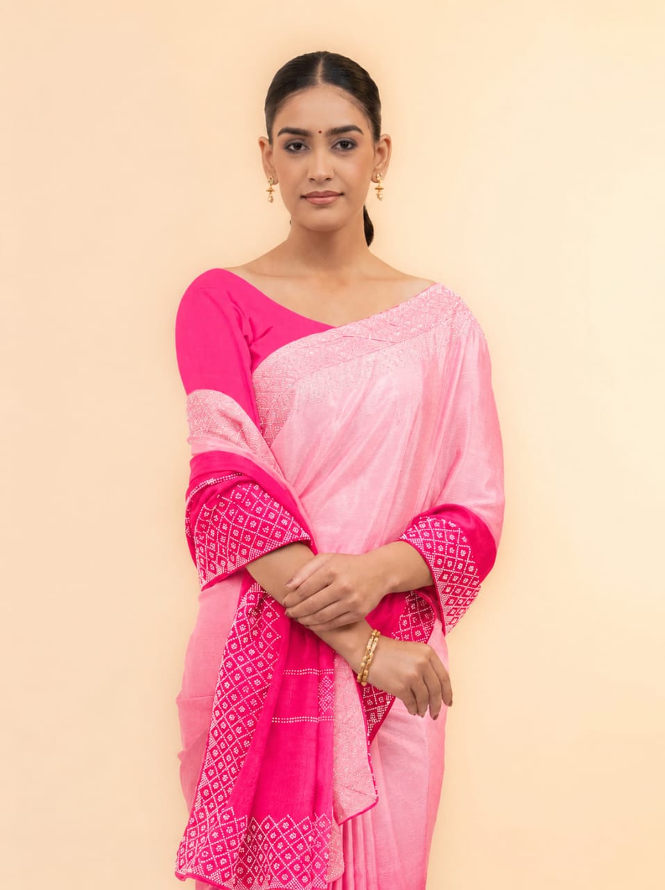 Pink &amp; Rani Pink Soft Silk Saree