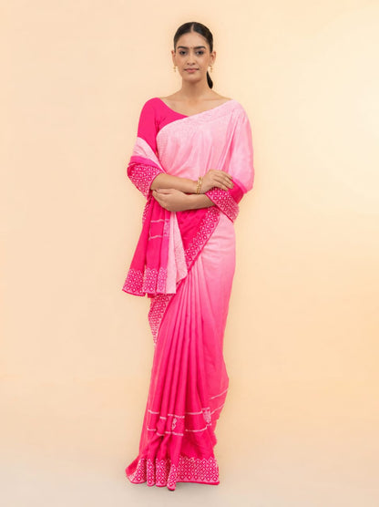 Pink &amp; Rani Pink Soft Silk Saree