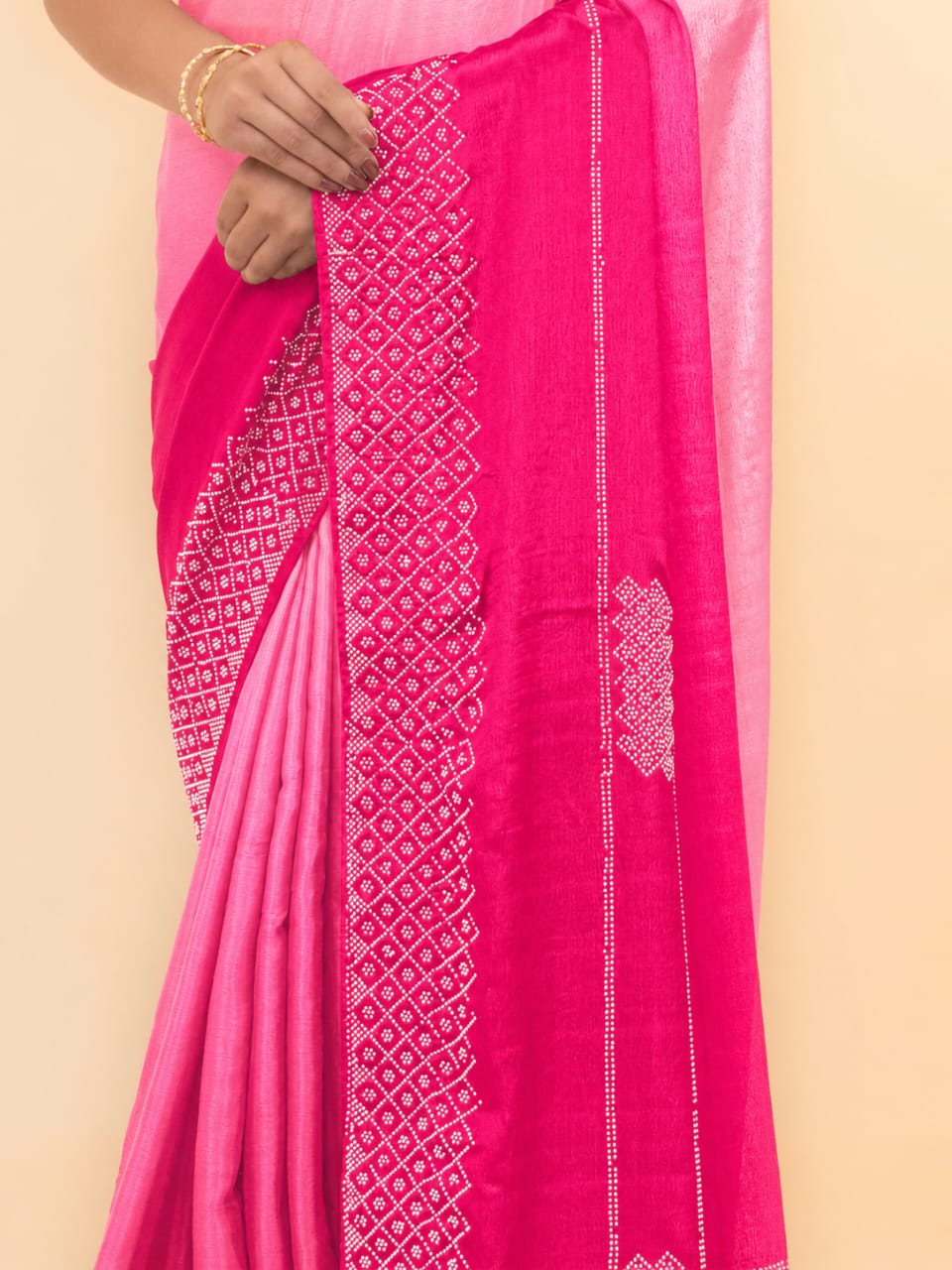Pink &amp; Rani Pink Soft Silk Saree