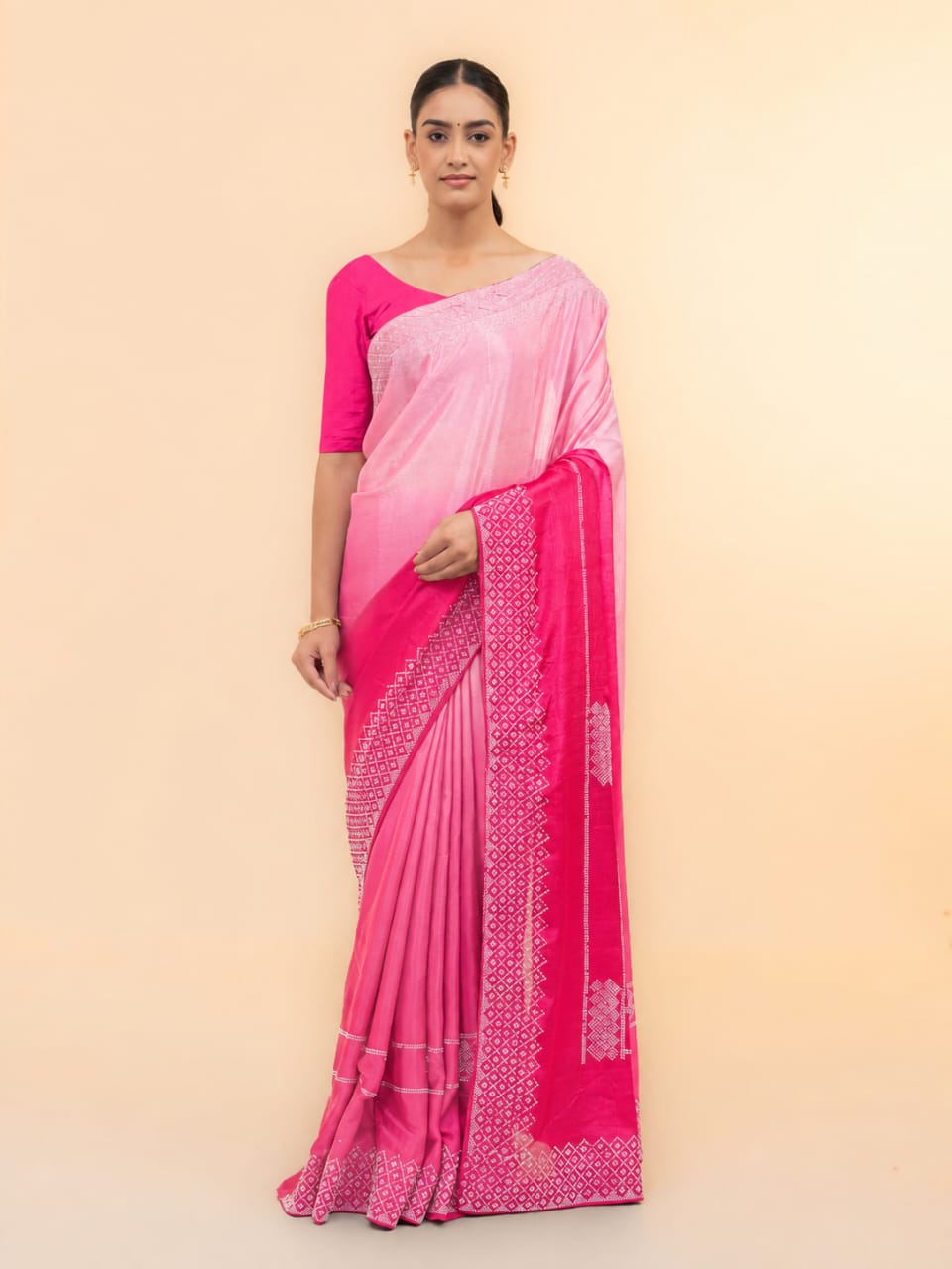 Pink &amp; Rani Pink Soft Silk Saree