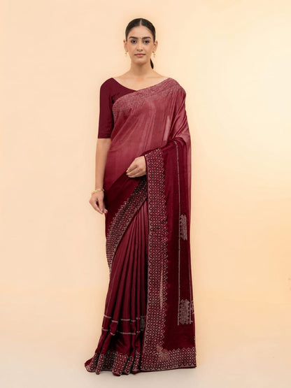 Maroon Soft Silk Saree