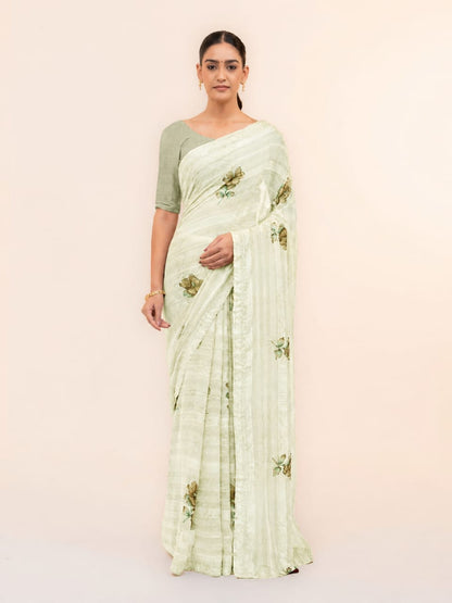 Light Green Soft Georgette Saree