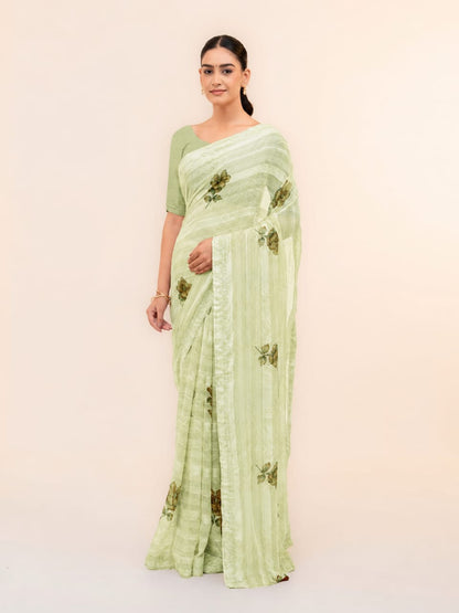 Light Green Soft Georgette Saree