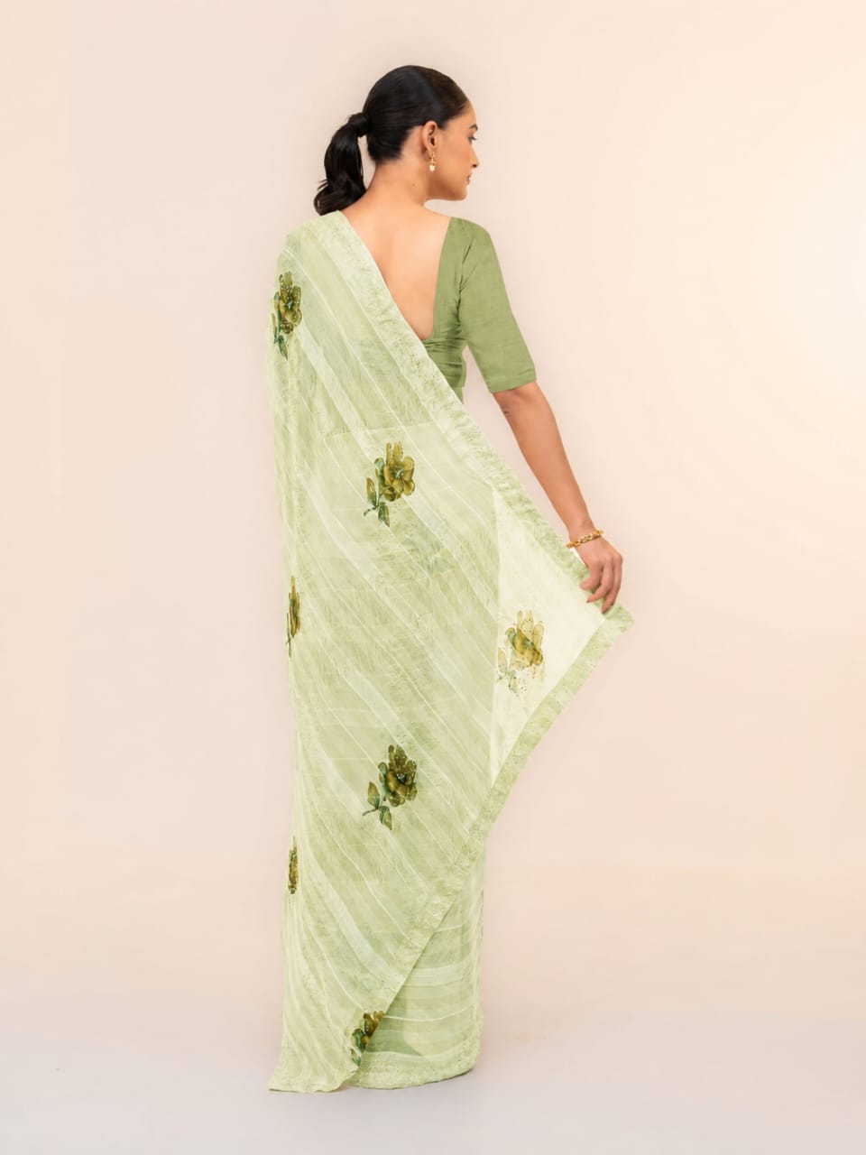 Light Green Soft Georgette Saree