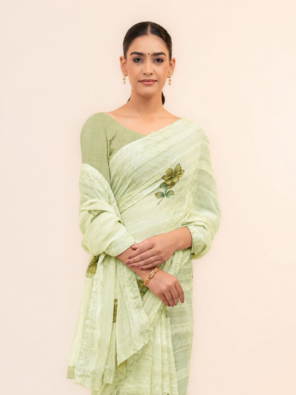 Light Green Soft Georgette Saree