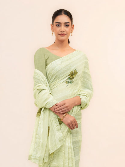 Light Green Soft Georgette Saree